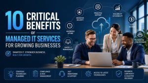 Managed IT services benefits for growing businesses infographic