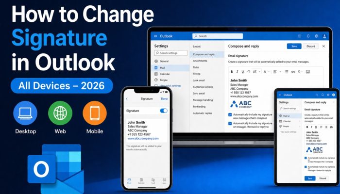 How to change signature in Outlook desktop signature settings Windows and Mac Outlook email signature setup