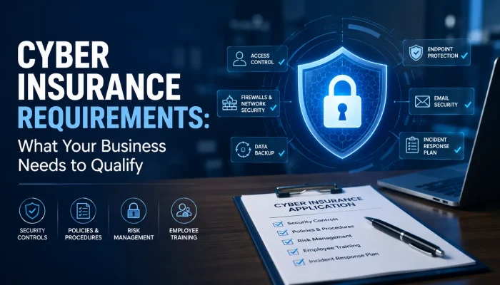 Cyber insurance requirements checklist for business cybersecurity coverage