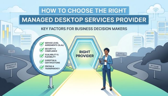 Choosing managed desktop services provider guide infographic for 2026